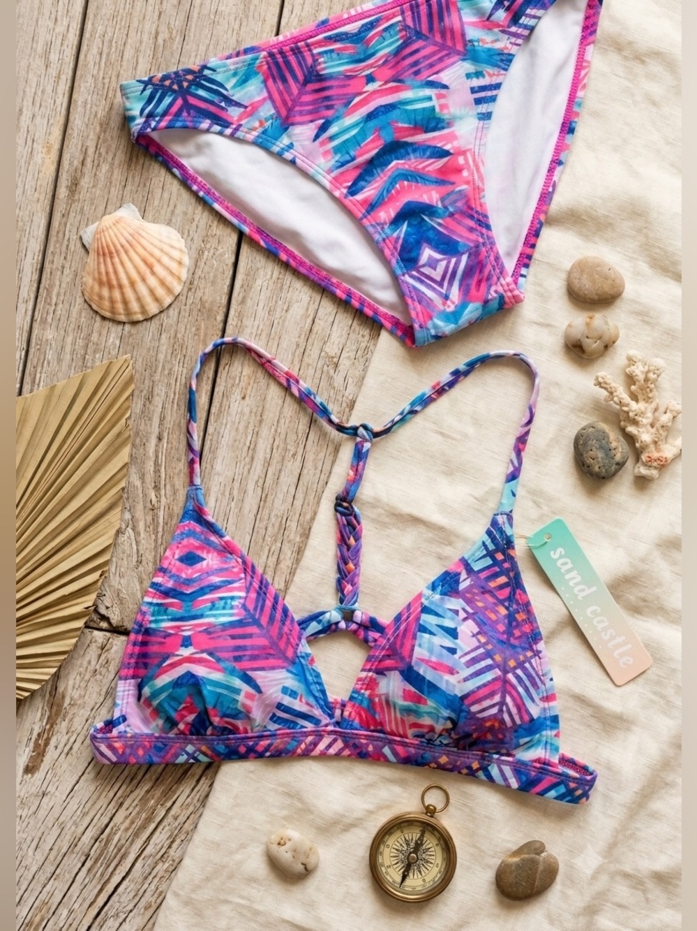 Sand Castle 2-Piece Abstract Print Bikini NWT